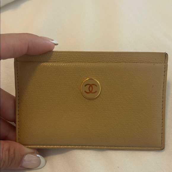CHANEL Gold Leather Card Holder - Picture 1 of 4